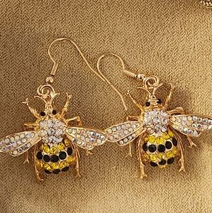 JTV Off Park Collection Gold and Black Bee Dangle Earrings NWT